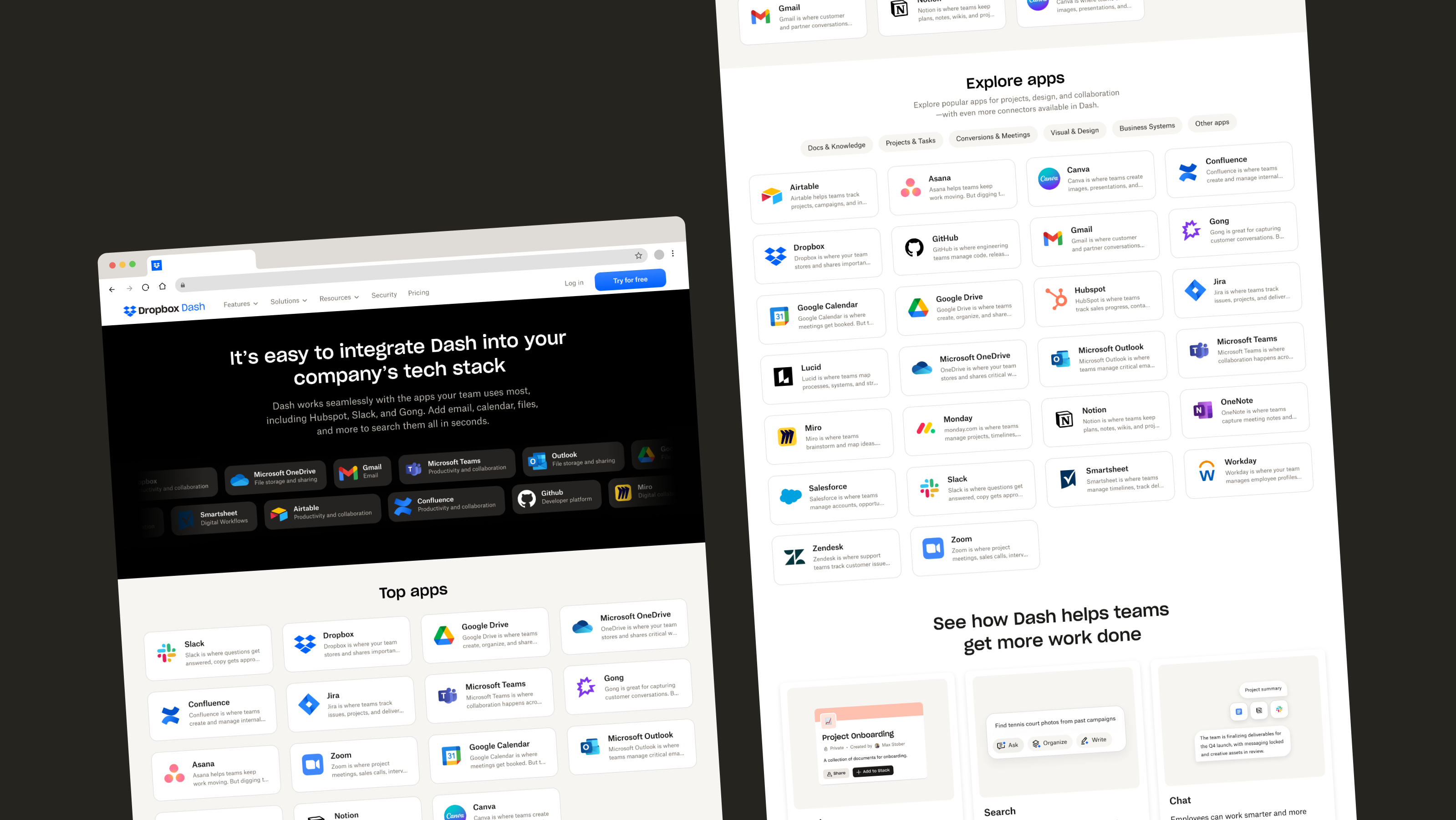 Dropbox Dash marketing site concept